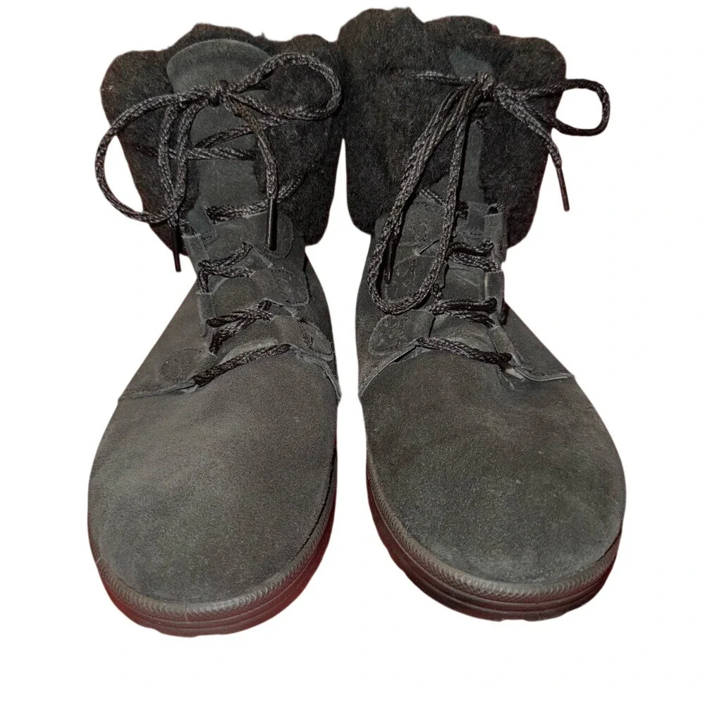 ABEO Imelda Black Suede and Shearling Ankle Boots, Women's Size‎ 10, EUC